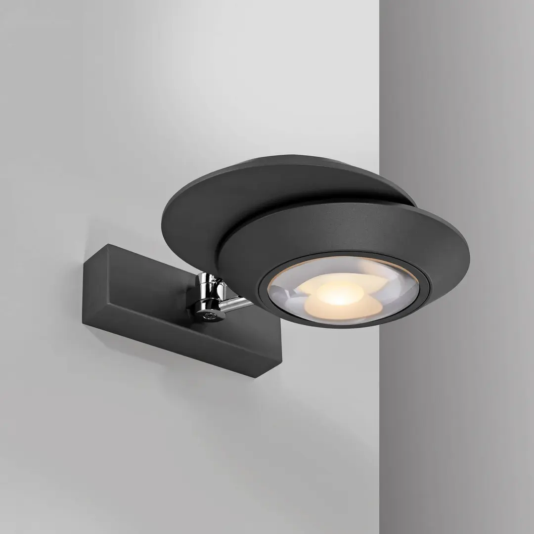 Pure LED-Wandlampe PURE Oculis, schwarz, 30 cm Eisen/Glas, 2-flg.