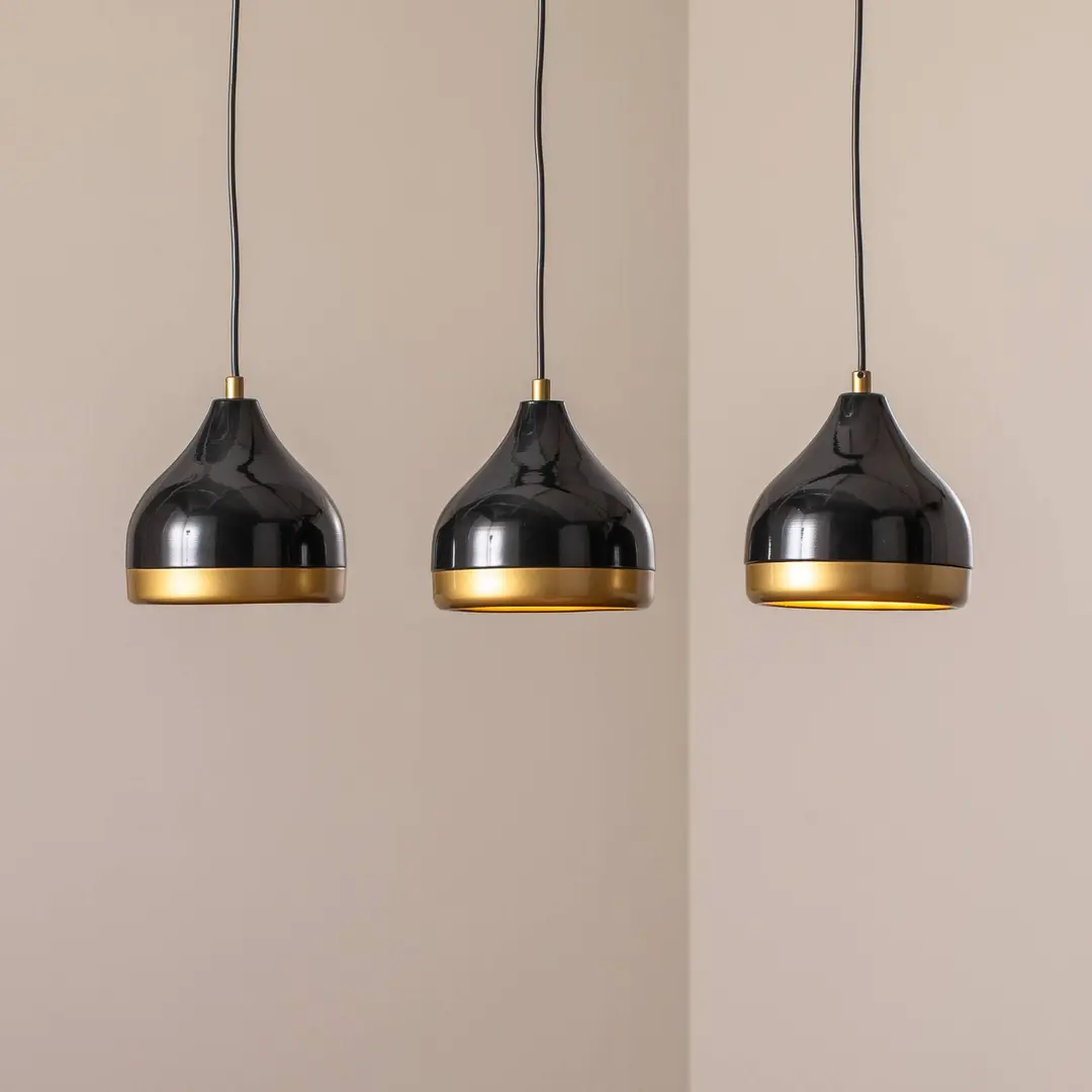 Opviq Hängeleuchte Yildo, linear, 3-flammig, schwarz/gold, Metall