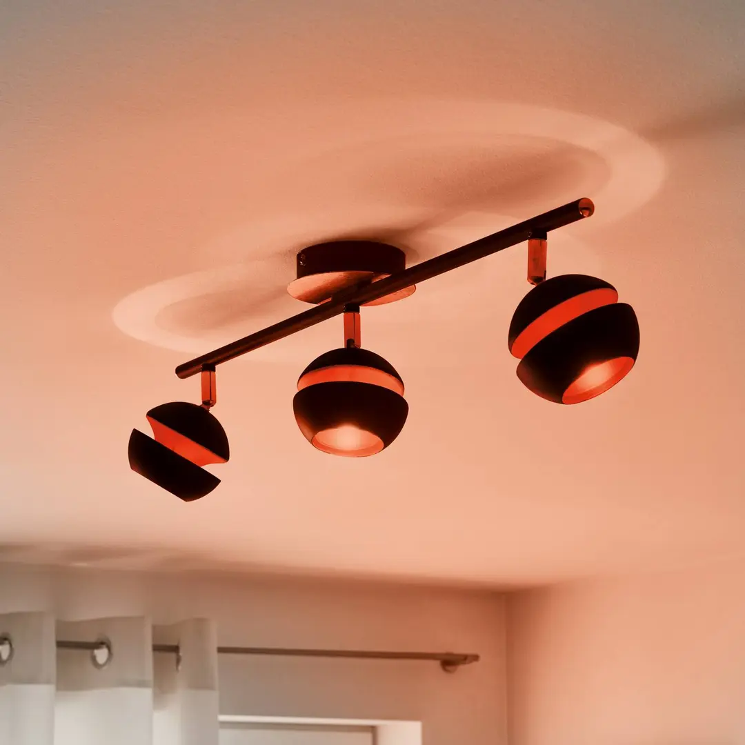 EGLO LED-Deckenlampe Nocito 3-flammig in Schwarz-Gold