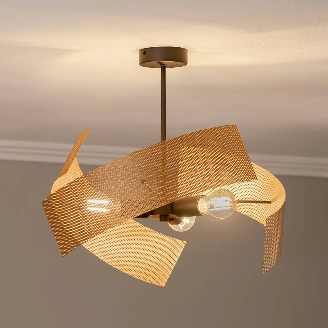Domiluce Deckenleuchte Moira, goldfarben/schwarz, Ø 47 cm, 3-flammig