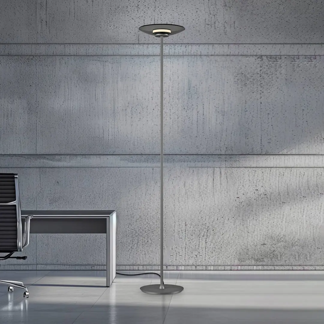 Pure LED-Stehleuchte PURE Moon, platin, Rauchglas, 180 cm