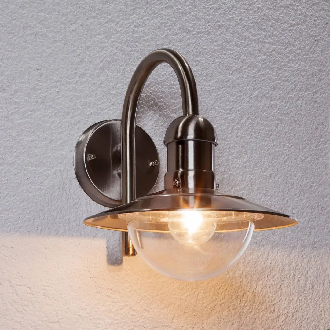 Lindby Außenwandleuchte Damion, 30 cm, Edelstahl, E27, IP44