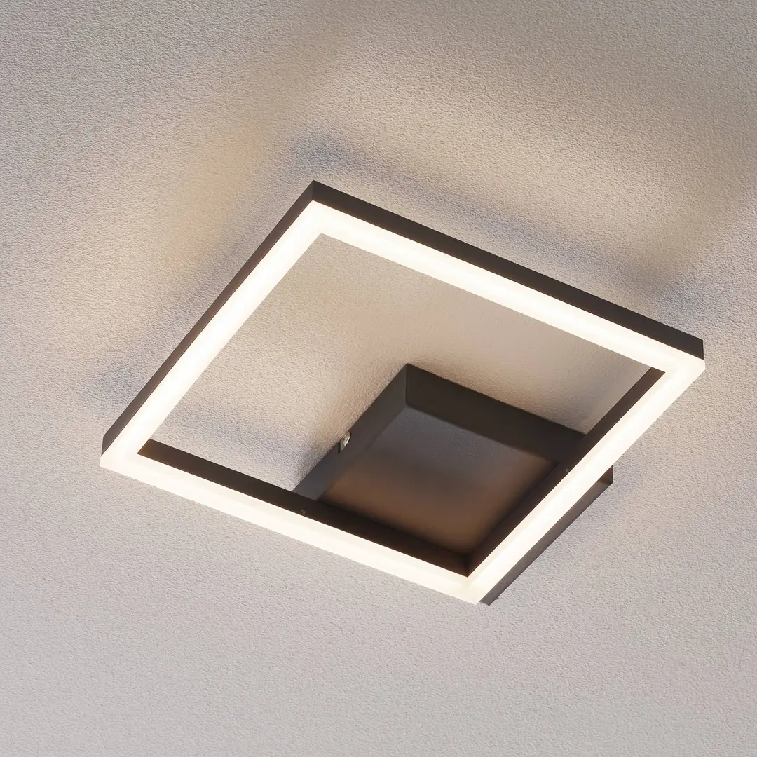Fabas Luce LED-Deckenleuchte Bard, 27x27 cm, anthrazit