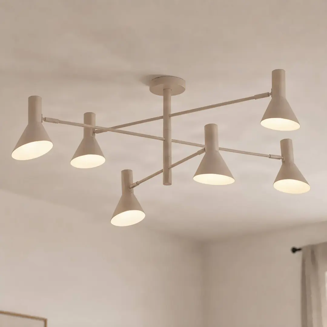 NOLA Deckenstrahler Milia, 6-flg., beige, E14, Metall