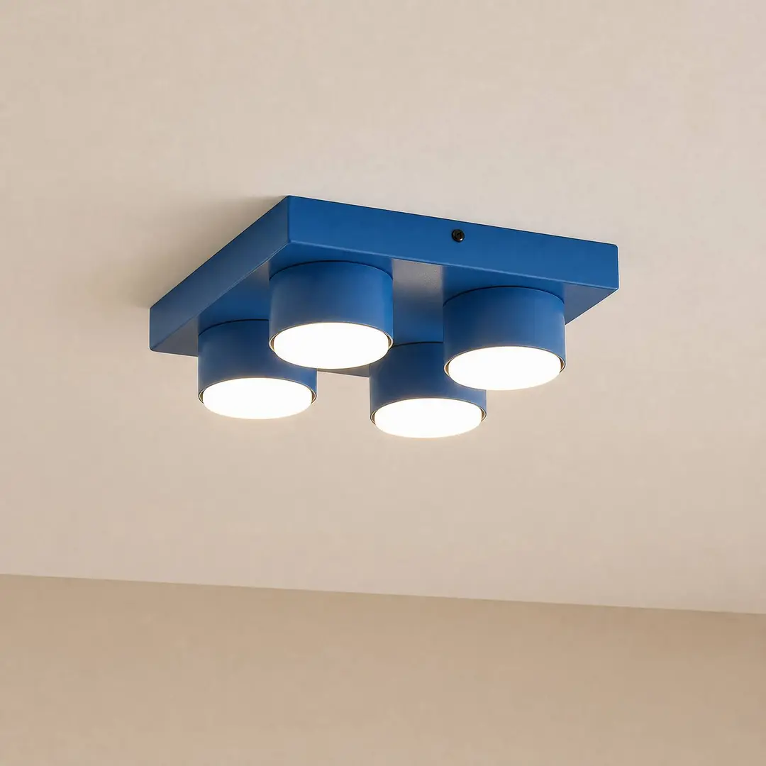 TK Lighting Deckenlampe Brix, blau, 23 cm lang, 4-flammig, GX53