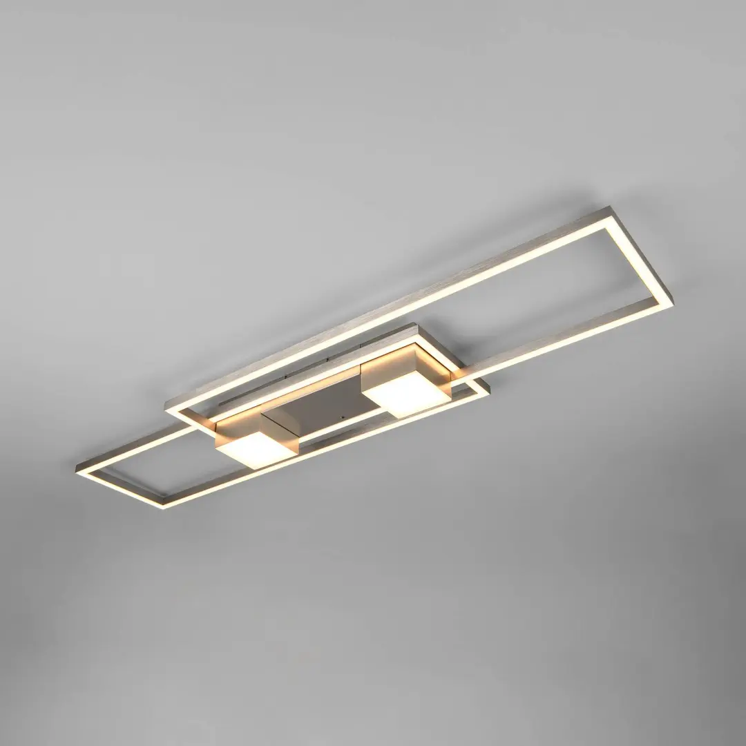 Trio Lighting LED-Deckenlampe Albany, nickel, 100 x 28 cm, Alu CCT dimmbar