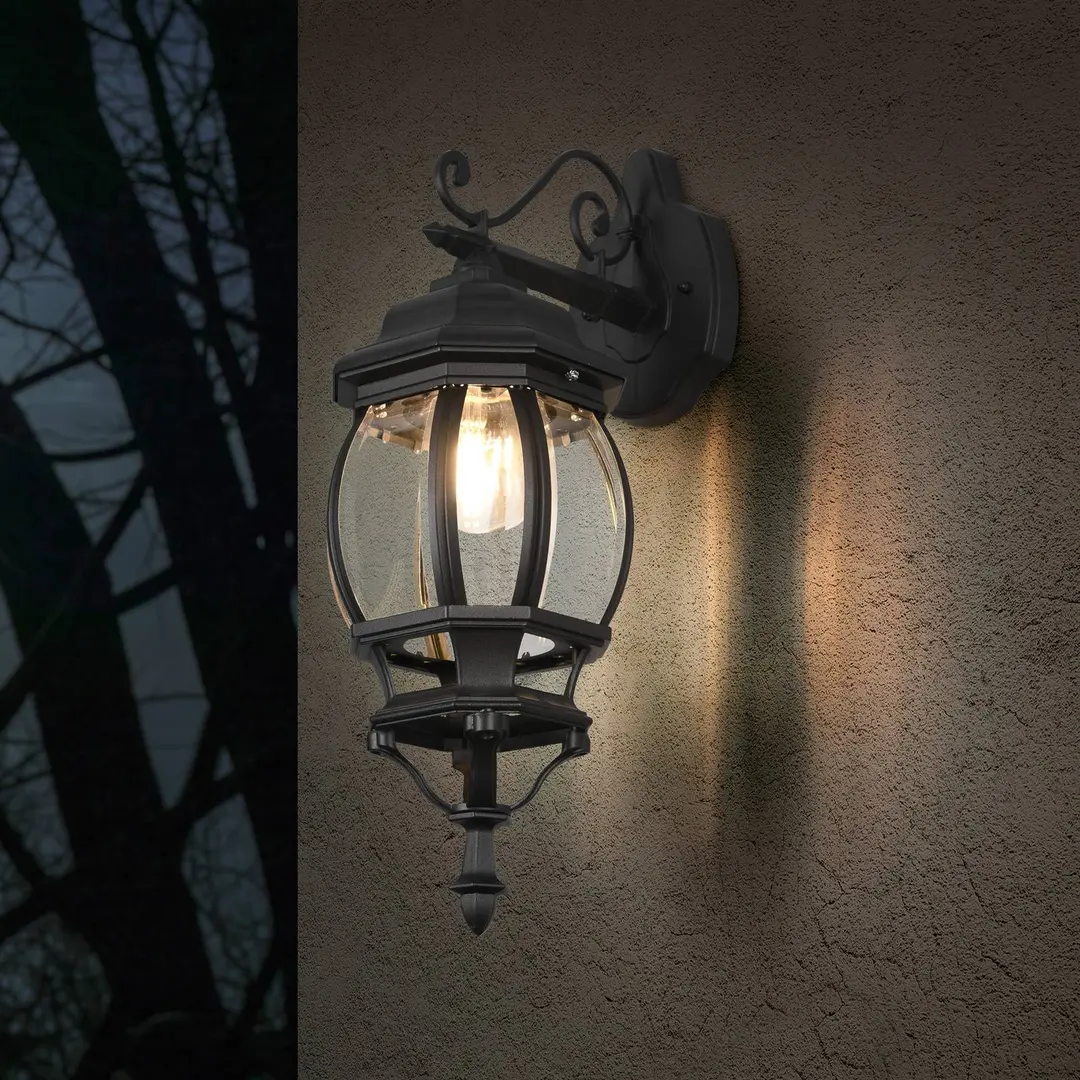 Trio Lighting Außenwandleuchte Elvo, Fassung unten, schwarz matt