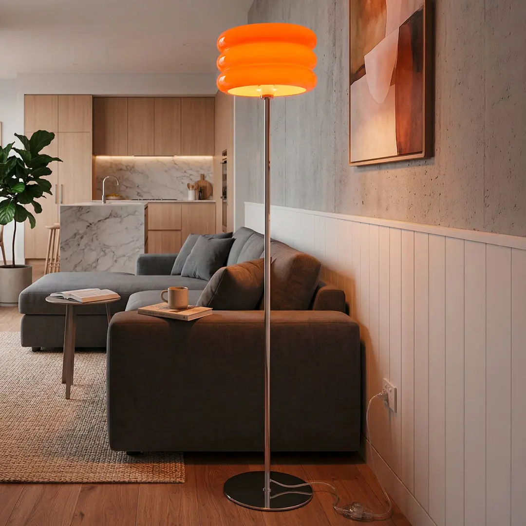EGLO Stehleuchte Tortora, orange, Glas, Metall, Höhe 153 cm, E27
