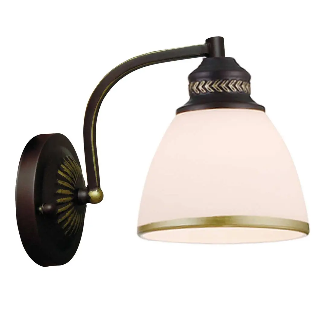 Viokef Clair - braune Metallwandleuchte mit Glasschirm