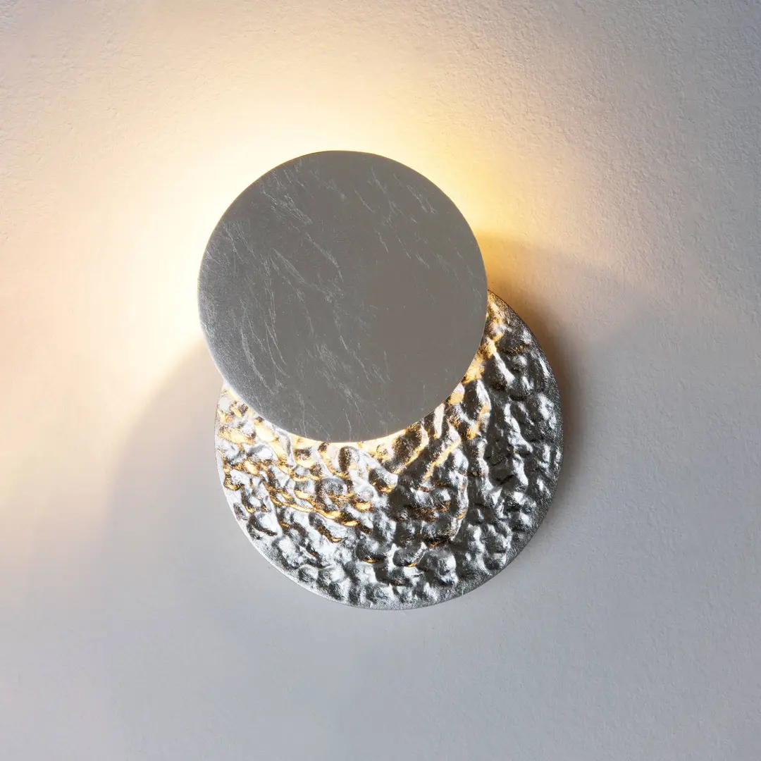 Holländer LED-Wandlampe CORONARE, Ø 17 cm, silberfarben, Metall, dim