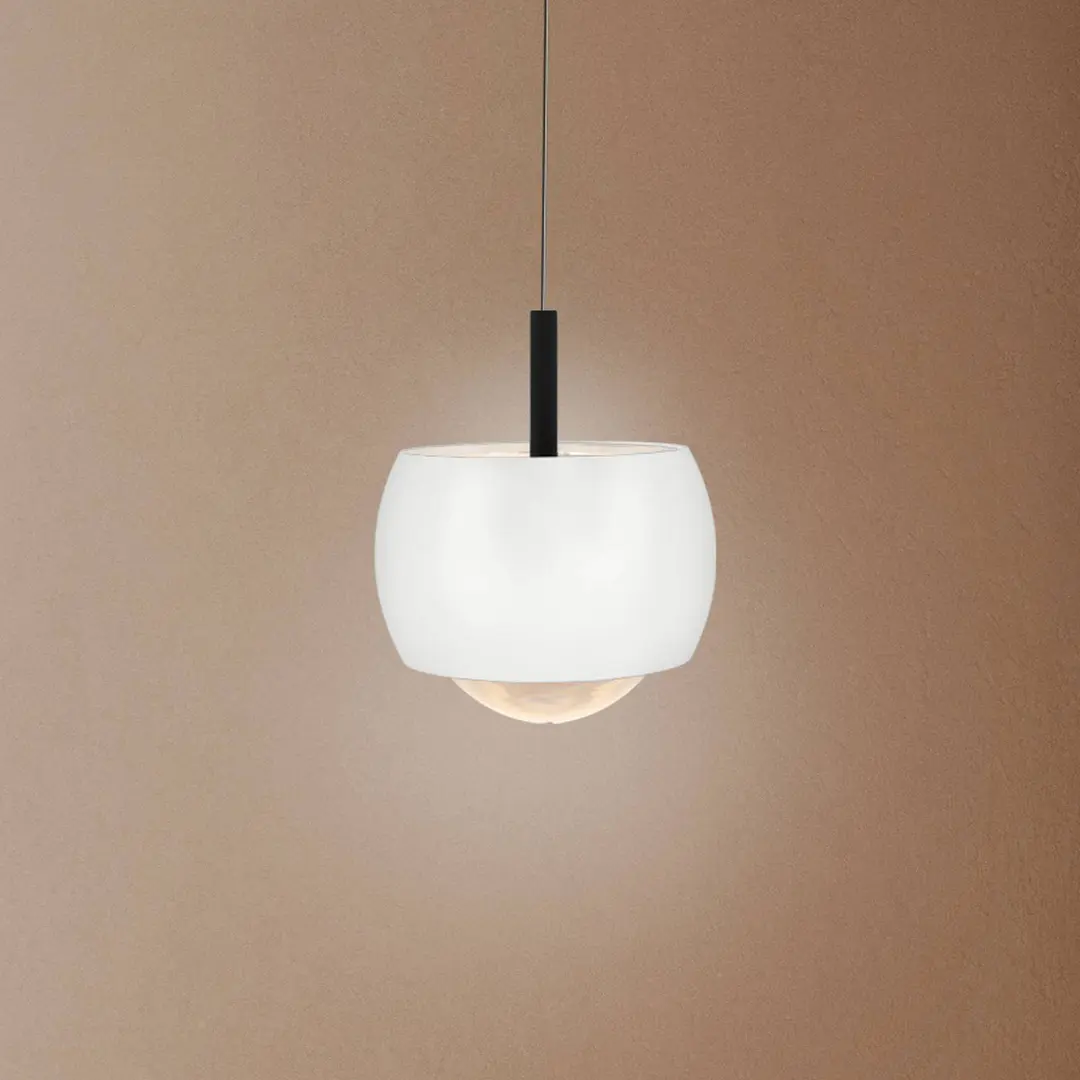 Mantra Iluminación LED-Hängeleuchte Roller, weiß, höhenverstellbar, Glaslinse