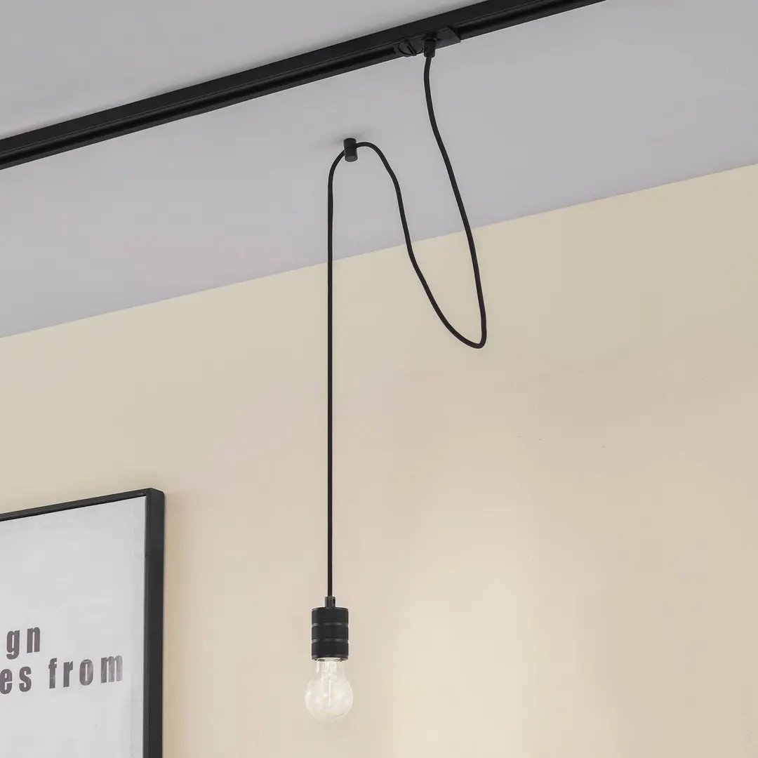 Lindby Pendellampe Linaro, Ø 4,6 cm, schwarz, 1-Phasen, E27