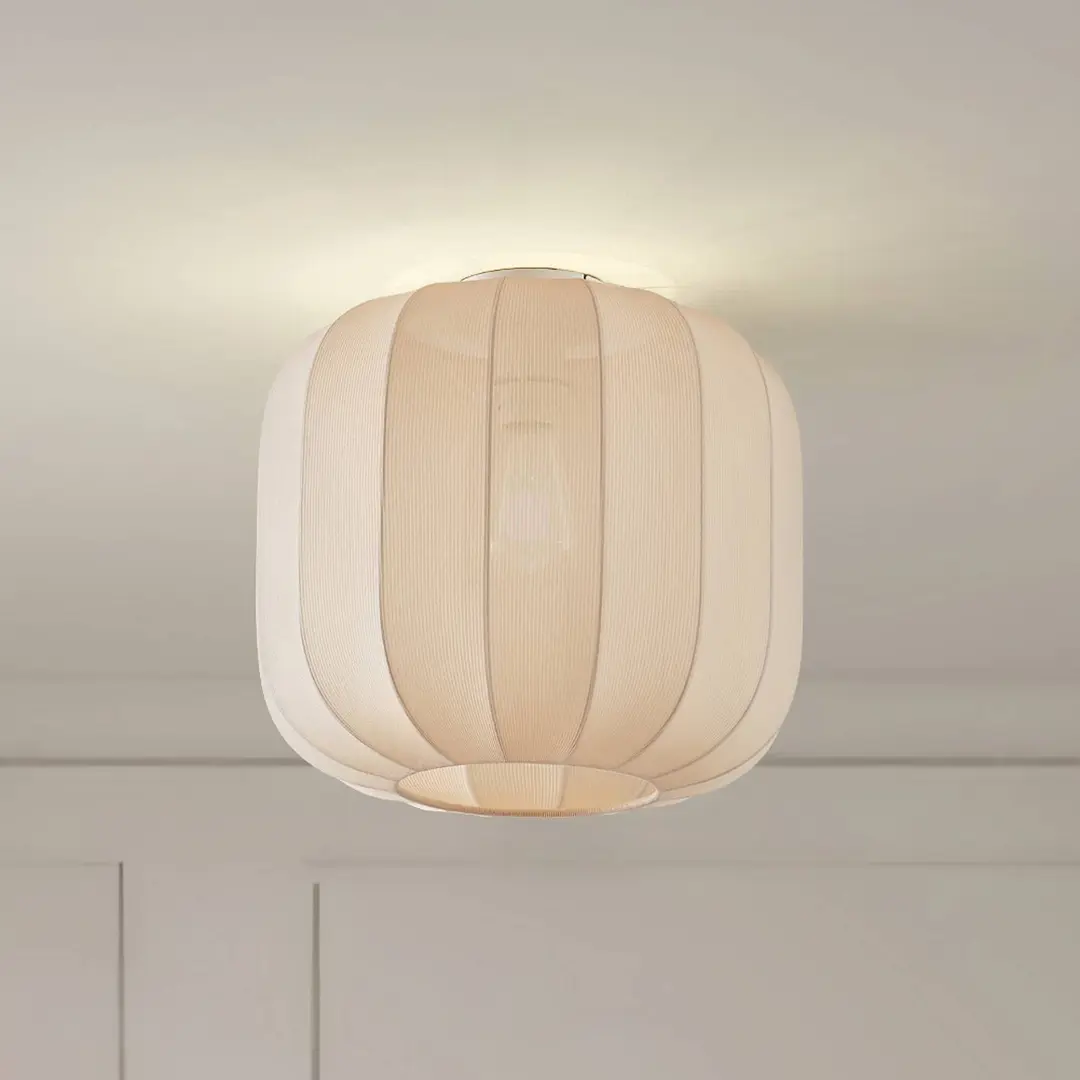 Lindby Deckenleuchte Helin, beige, Stoff, Ø 35 cm