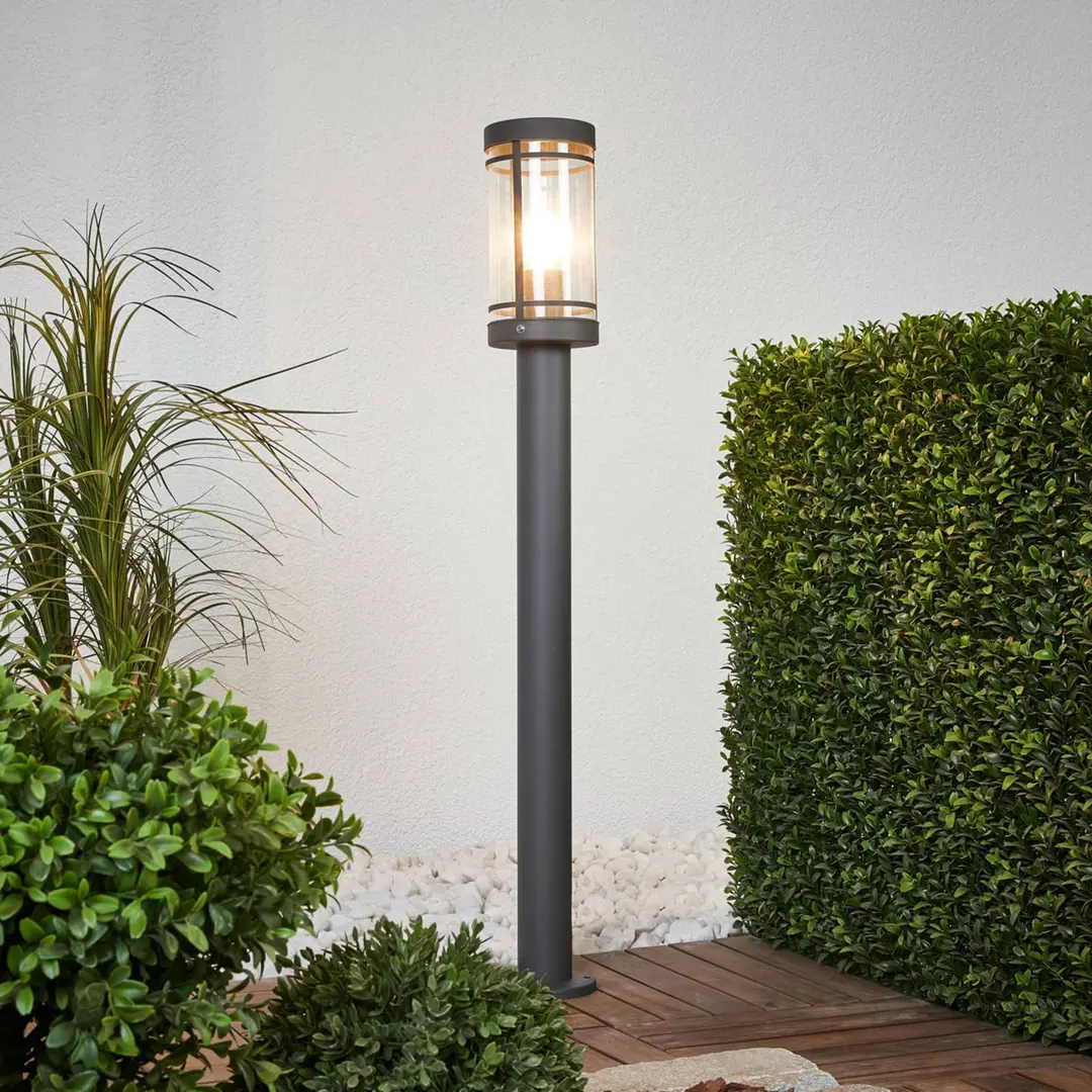 Lindby Wegelampe Djori, 80 cm, anthrazit, Edelstahl, E27
