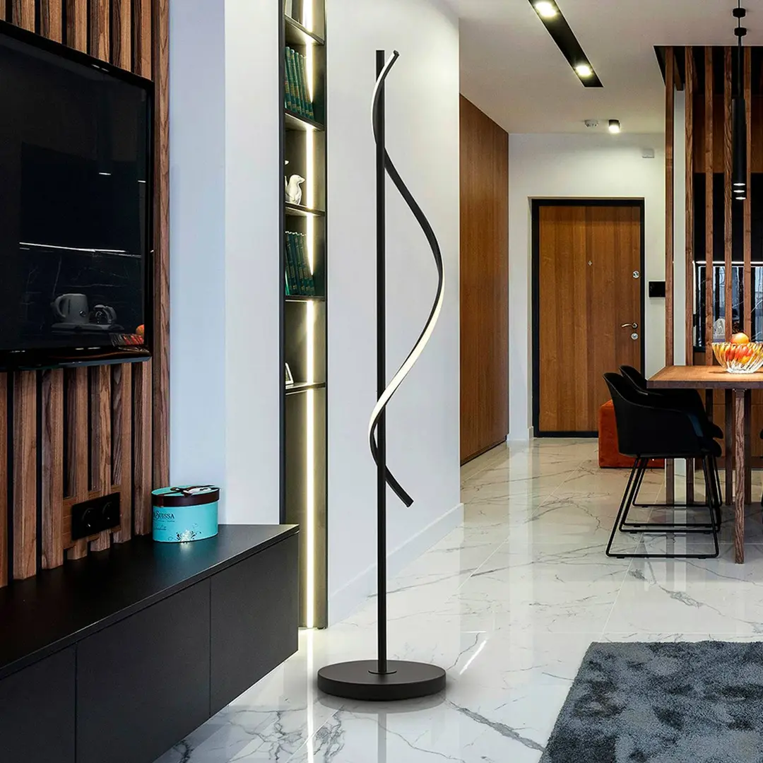 Schuller Valencia LED-Stehlampe Boa, Höhe 170 cm, schwarz, Metall