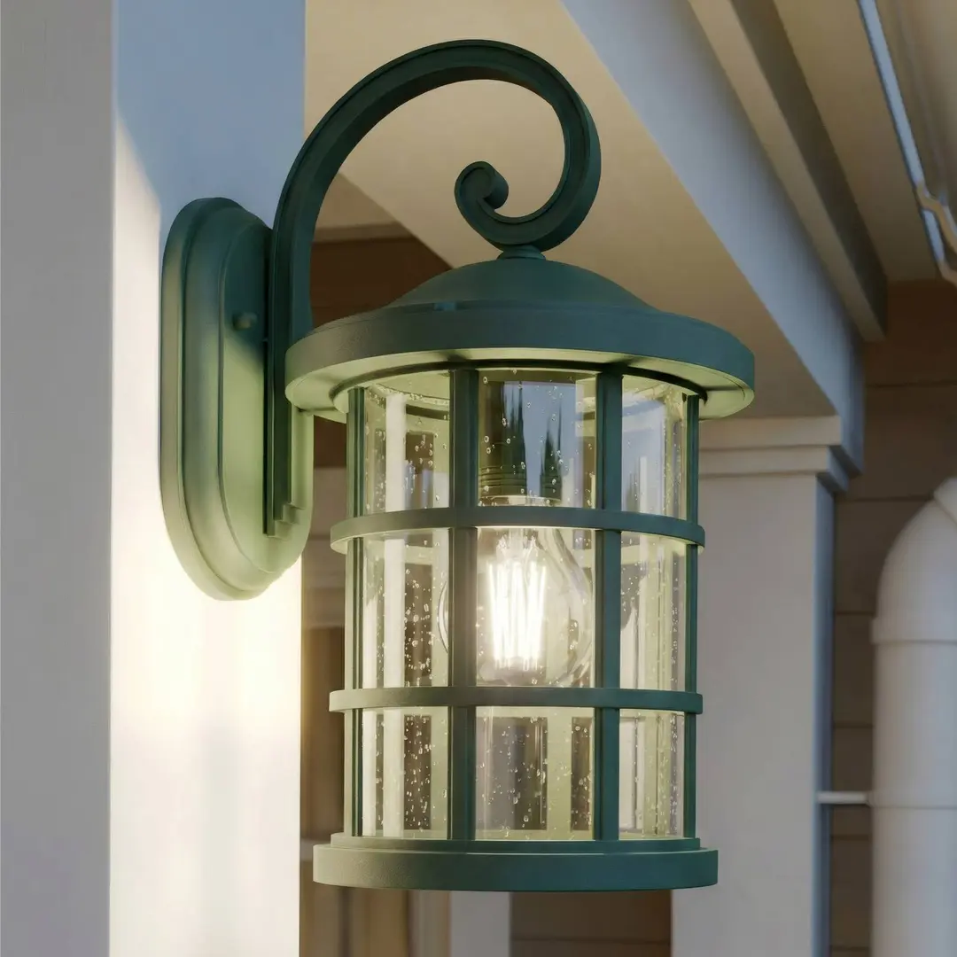 Lindby Außenwandlampe Ankea, grün, Höhe 37 cm, IP23, E27
