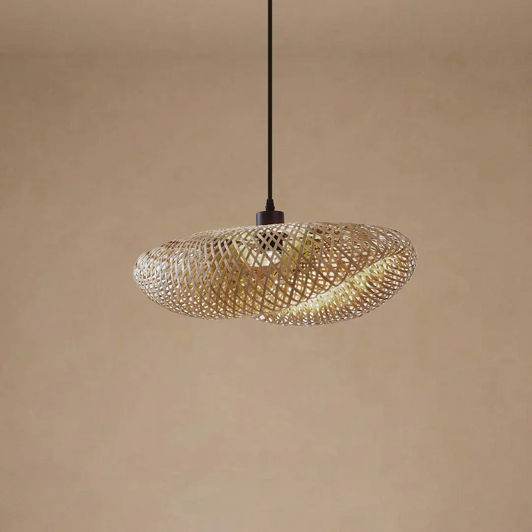 Lindby Hängeleuchte Eleane, Bambus, natur, Länge 50 cm, E27