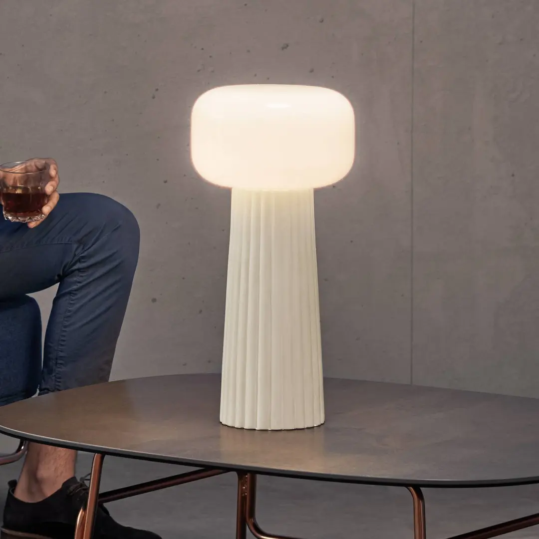 Mantra Iluminación Tischleuchte Faro, Glas, Kunststoff, E27-Fassung, weiß