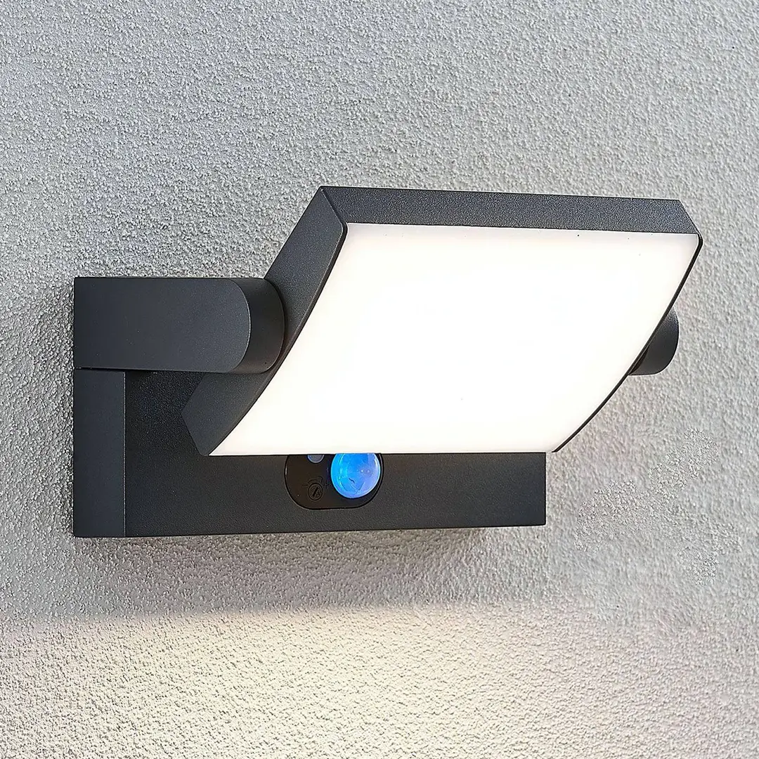 Lindby LED-Solarwandlampe Sherin, anthrazit, Sensor, IP54
