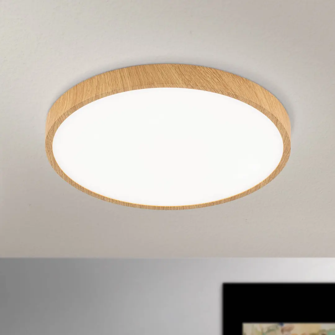 Orion LED-Deckenleuchte Bully mit Holz-Optik, Ø 28 cm