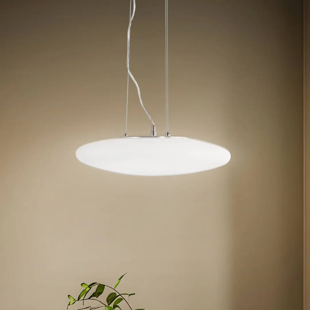 Lindby LED-Hängeleuchte Gunda, weiß, Glas, Ø 47 cm, dimmbar