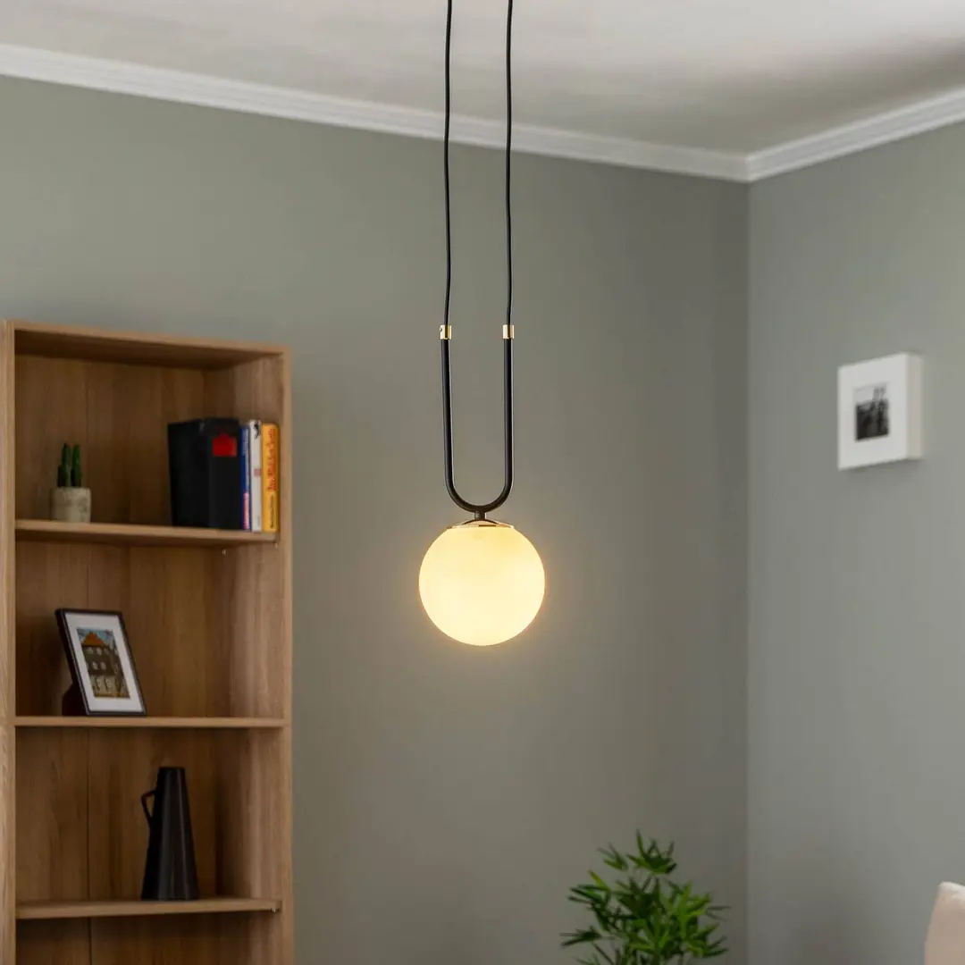 EMIBIG LIGHTING Pendellampe Glam, schwarz/opal, einflammig