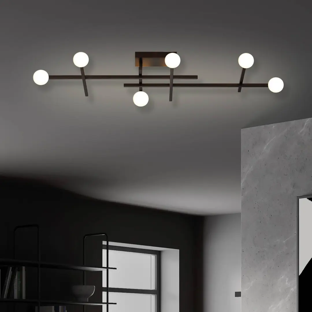 Bopp LED-Deckenleuchte Cross, schwarz, Aluminium, 6-flammig