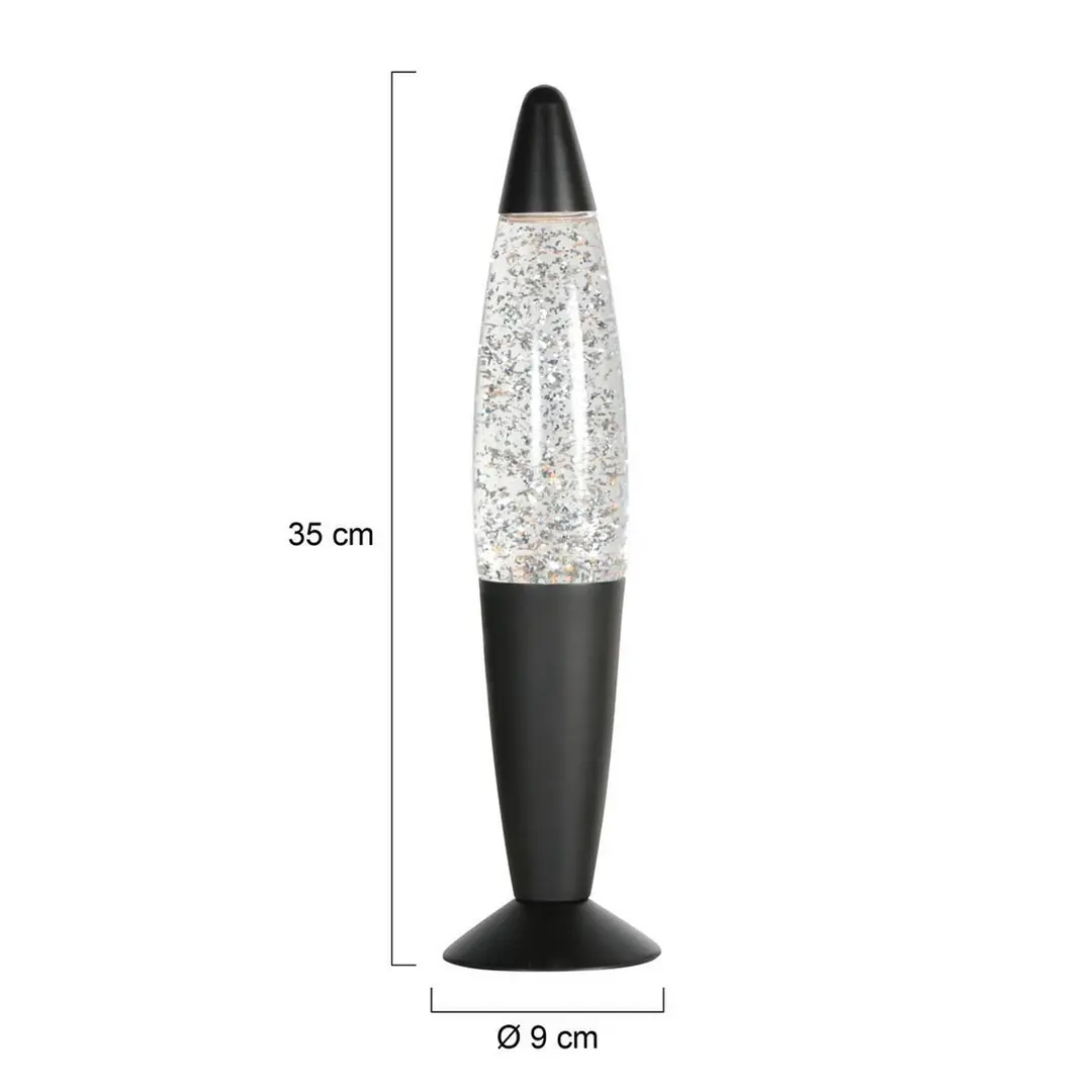 Steinhauer Tischlampe Volcan 4187, schwarz, Glittereffekt, E14
