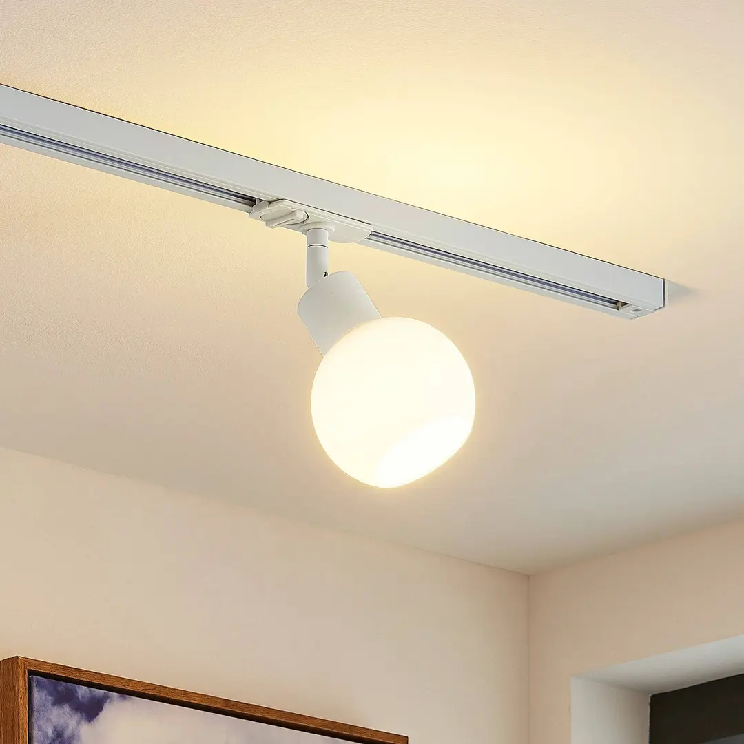 Lindby Schienenstrahler Linaro, E14, weiß, Ø 10 cm, 1-Phasen