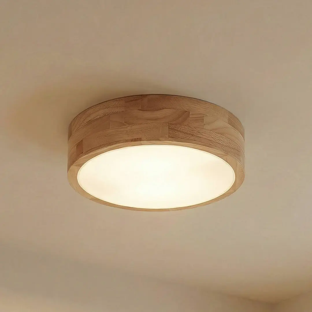 Lindby Deckenlampe Tanju, Ø30 cm, 2-flg., Kautschukholz, E27