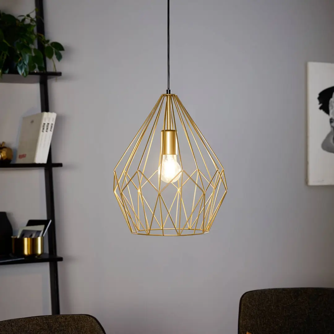 EGLO Hängeleuchte Carlton mit Käfigschirm, gold Ø 31cm