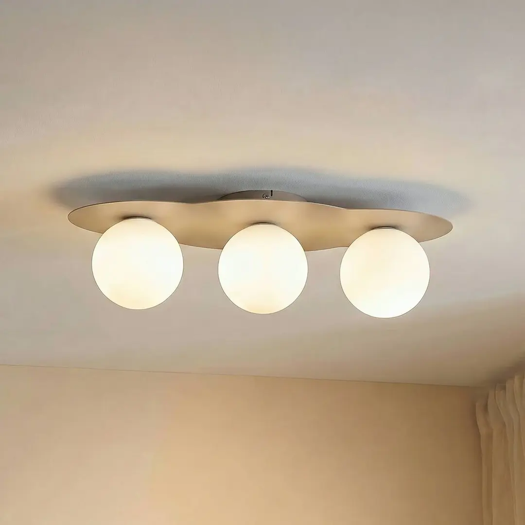 TK Lighting Deckenleuchte Cloud, beige, 3-flammig, Glas, Länge 51 cm, G9