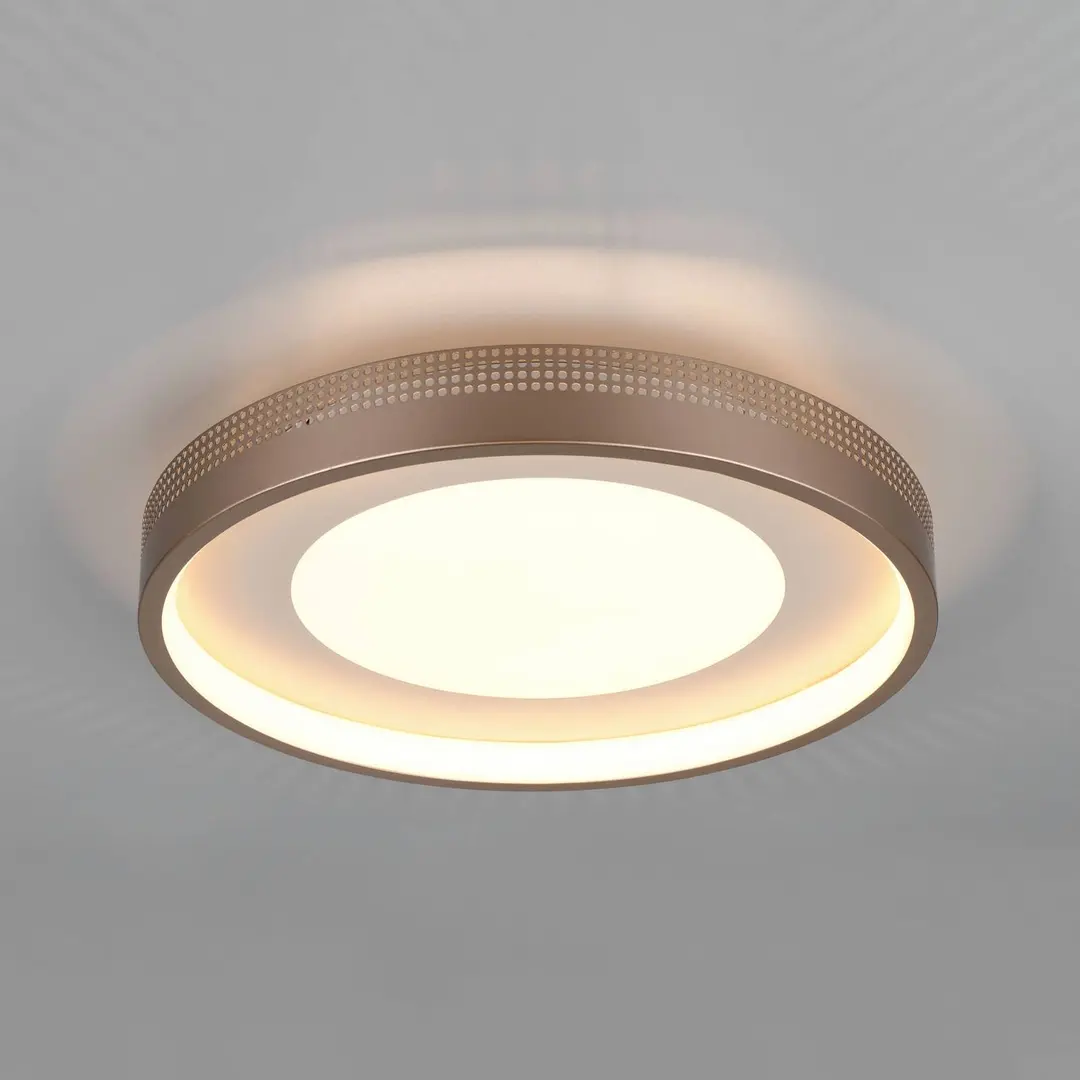 Trio Lighting LED-Deckenlampe Solea, braun, Ø 40 cm, Kunststoff