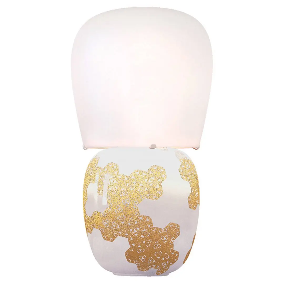 kdln Tischleuchte Hive, weiß, Höhe 47 cm Keramik/Glas