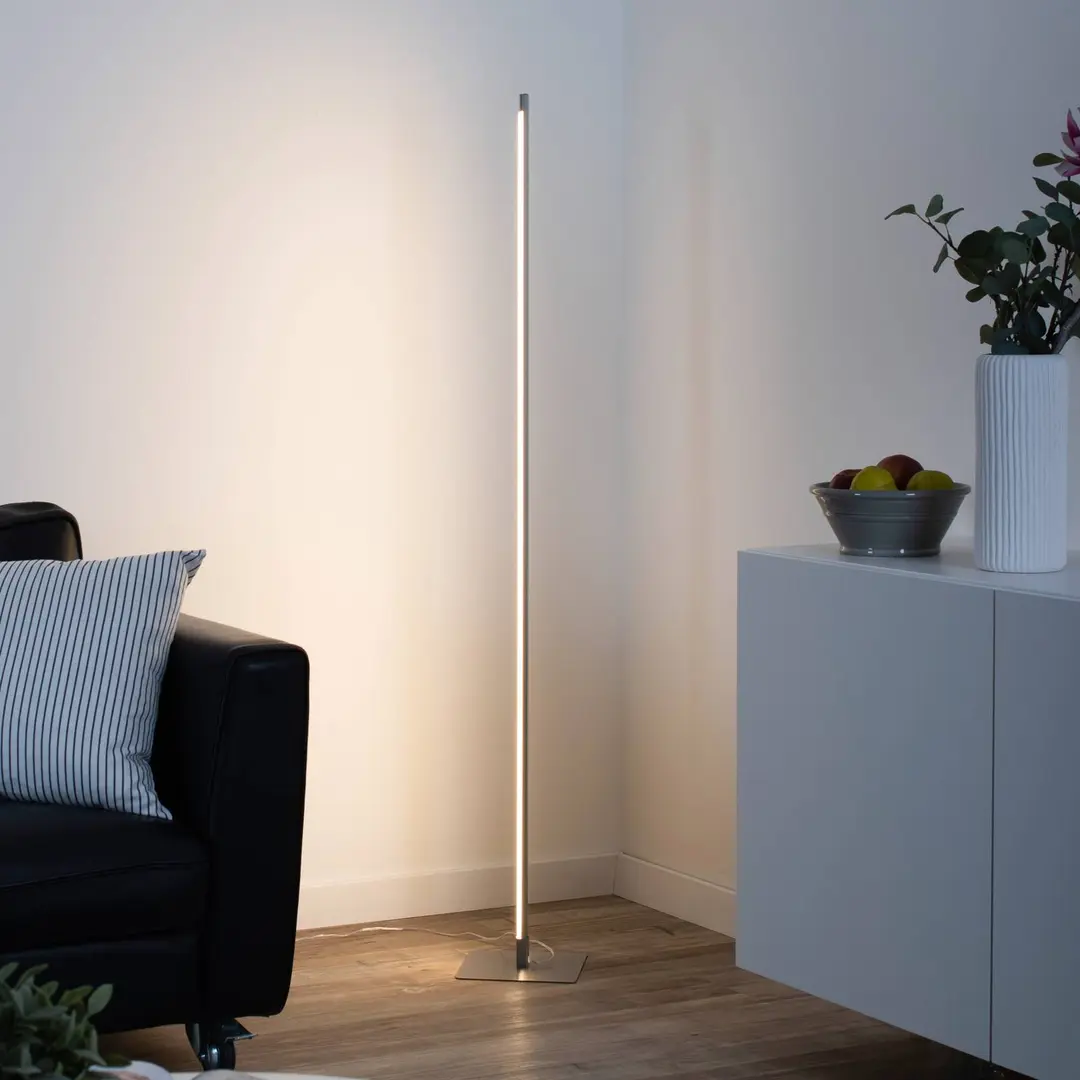 JUST LIGHT. GmbH LED-Stehleuchte Bella, gerade, Fuß eckig, stahl