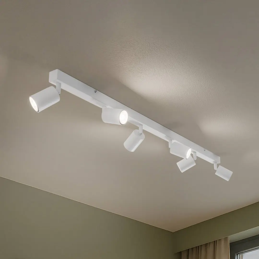 TK Lighting Deckenstrahler NEX, weiß, 127 cm, 6-flg., Metall, GU10