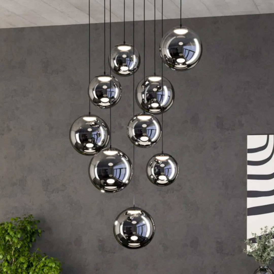 Stars of Light LED-Hängelampe ANORIAS schwarz Ø 85 cm 9-flg.