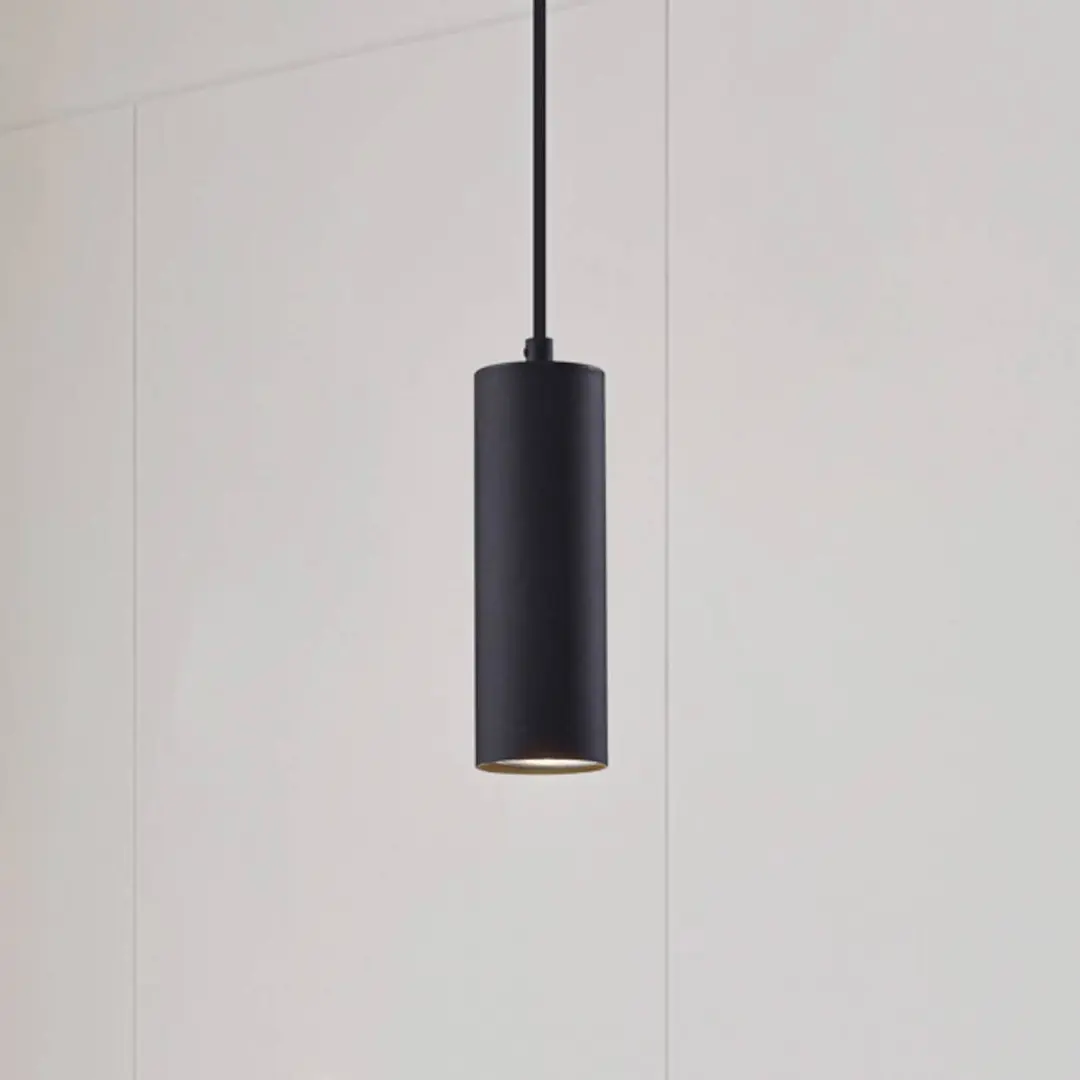 Lindby Pendelleuchte Joffrey, Ø 6 cm, schwarz, Metall, GU10
