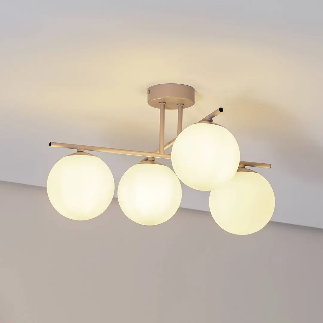 Domiluce Deckenleuchte Aurora, beige, Ø 50 cm, 4-flammig, Glas, E14