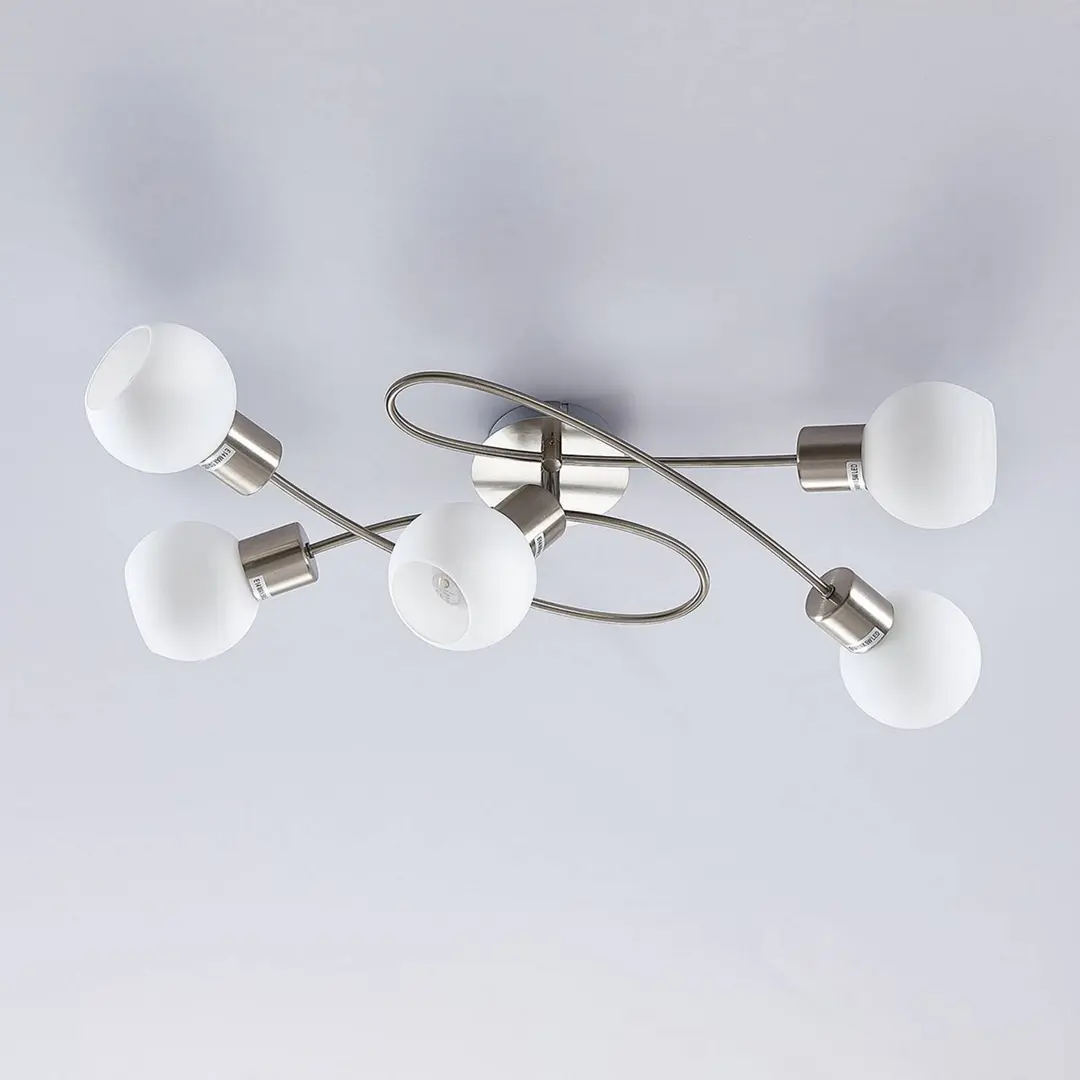 Lindby Deckenlampe Elaina, 65 cm, 5-flg., nickel, Glas, E14