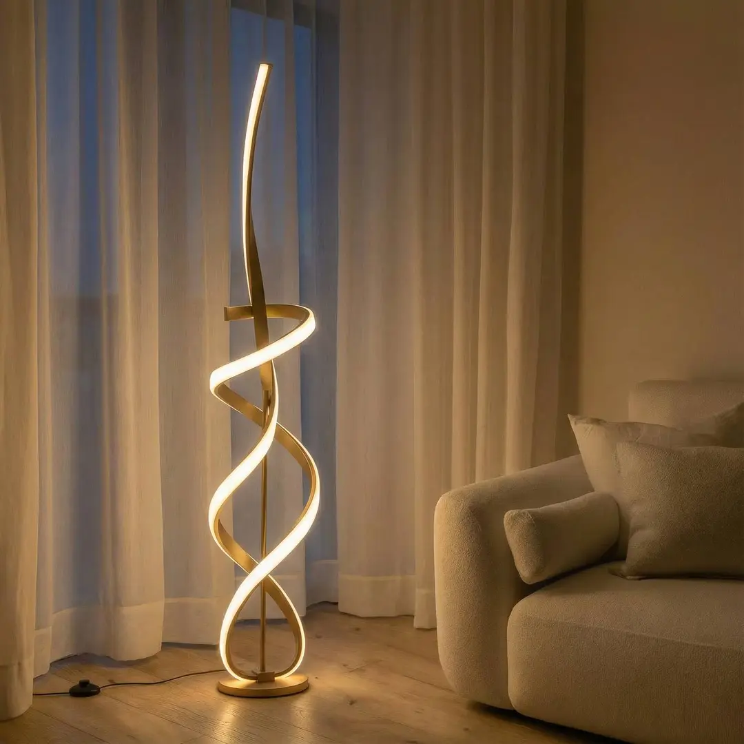 ONLI LED-Stehleuchte Kira, Höhe 140 cm, goldfarben, Metall, 4000K