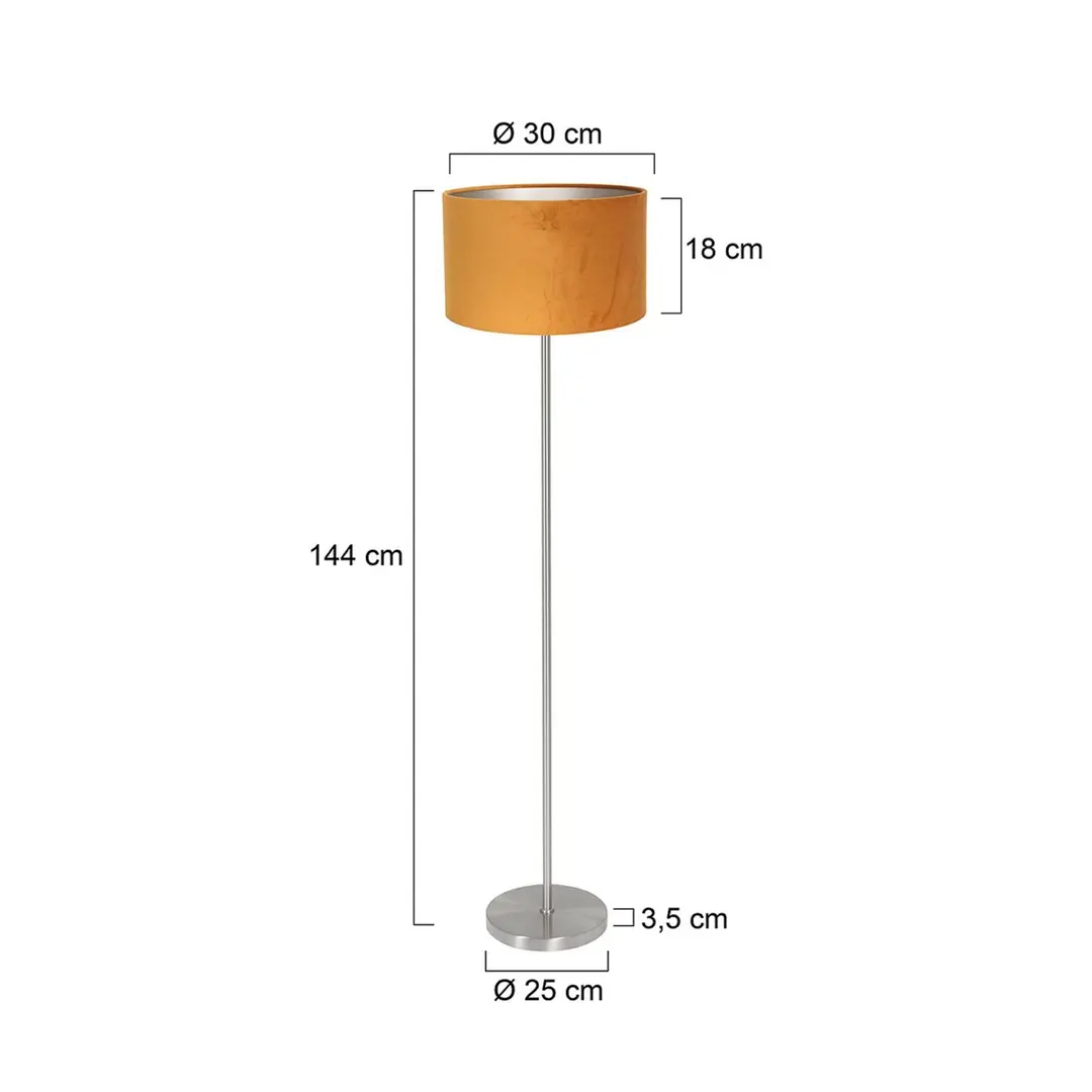 Mexlite Stehleuchte Noor, stahl/Velours gold, Höhe 144 cm, E27