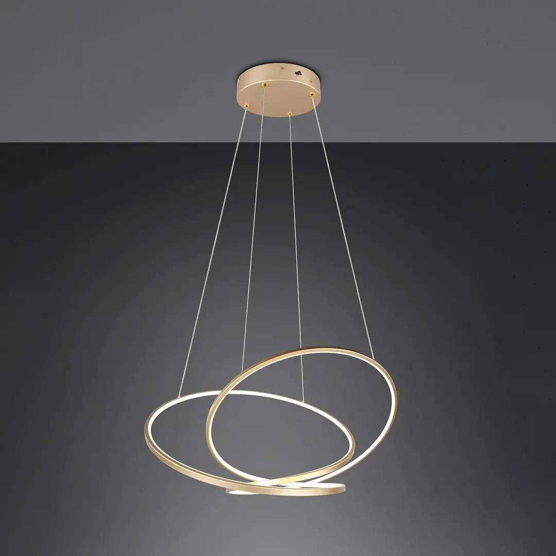 Trio Lighting LED-Hängeleuchte Darvin Länge 84 cm, goldfarben, Metall, CCT