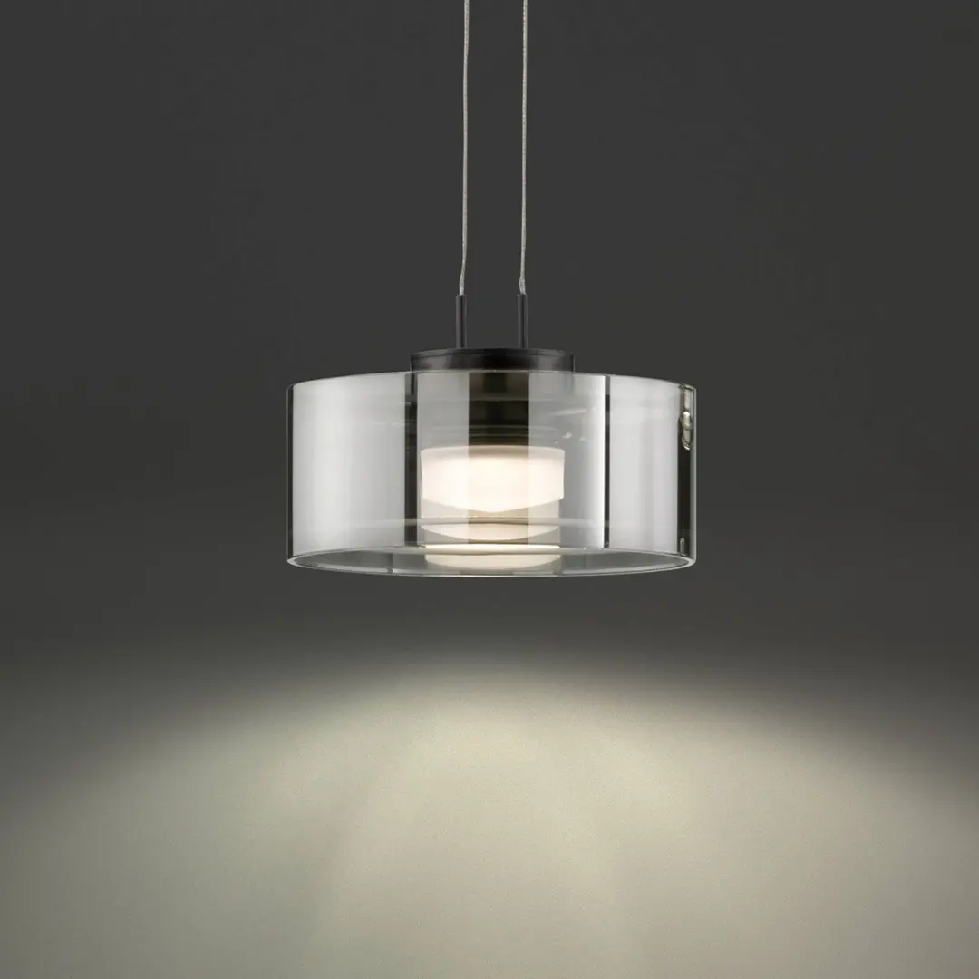 FISCHER & HONSEL LED-Hängelampe LAVIN, schwarz/rauch, Ø 20 cm Metall/Glas dim