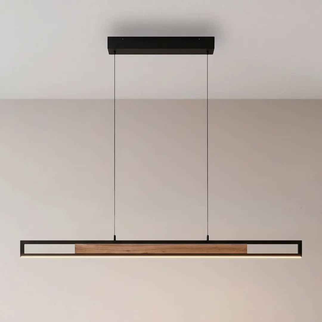 PAUL NEUHAUS LED-Pendellampe Sveja, Länge 115 cm, schwarz/holzfarben, CCT