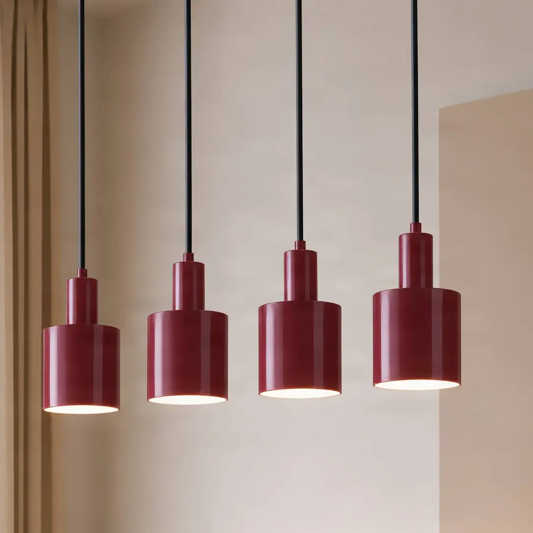 Lindby Hängeleuchte Ovelia, dunkelrot, 4-flg., Metall, E27
