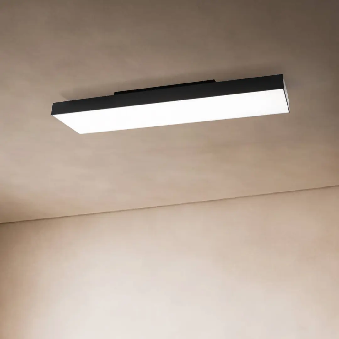 Lucande LED-Deckenlampe Leicy, schwarz, 100 cm, RGBIC, CCT