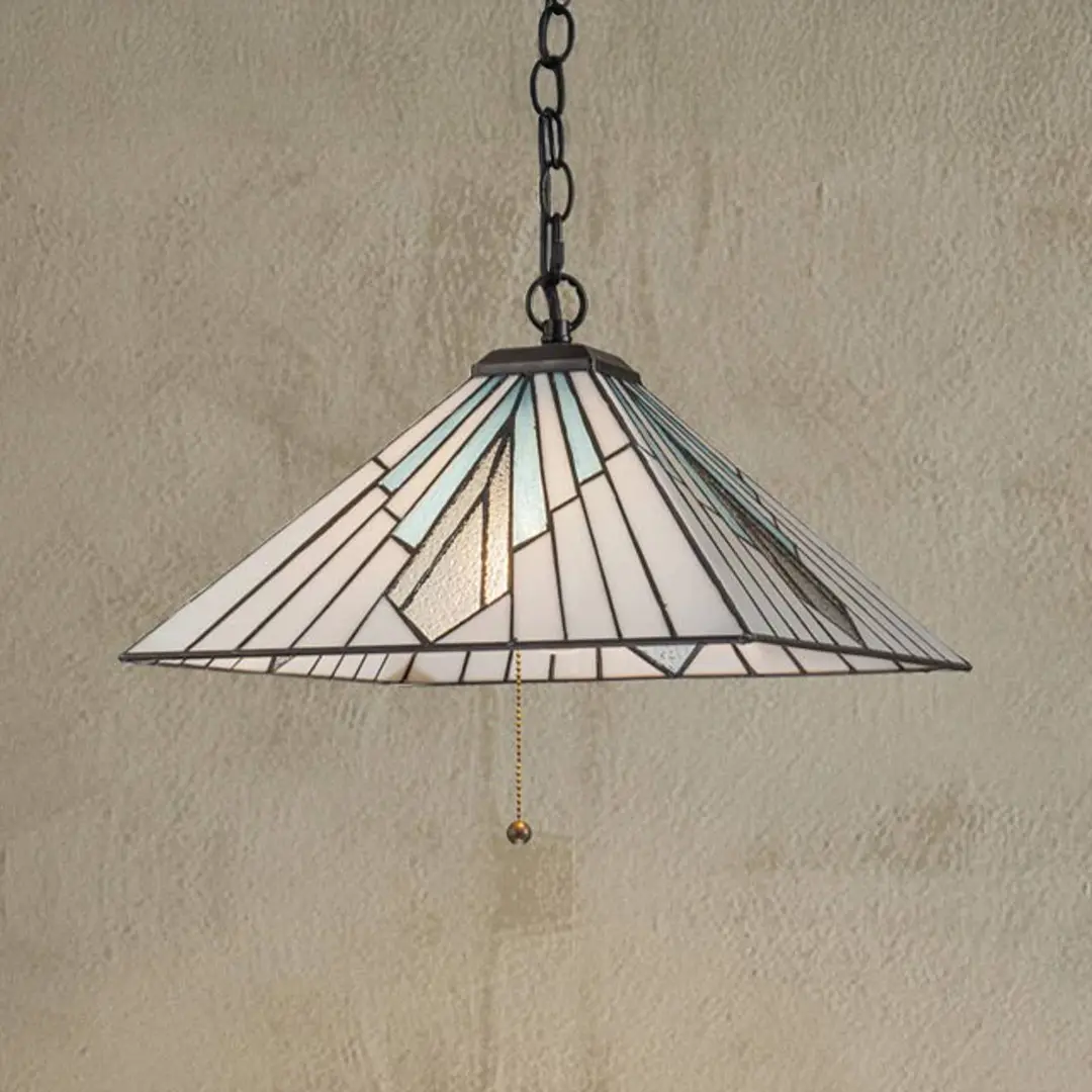 ELSTEAD Hängeleuchte Alderley, Tiffany-Stil, bronze, Zugschalter
