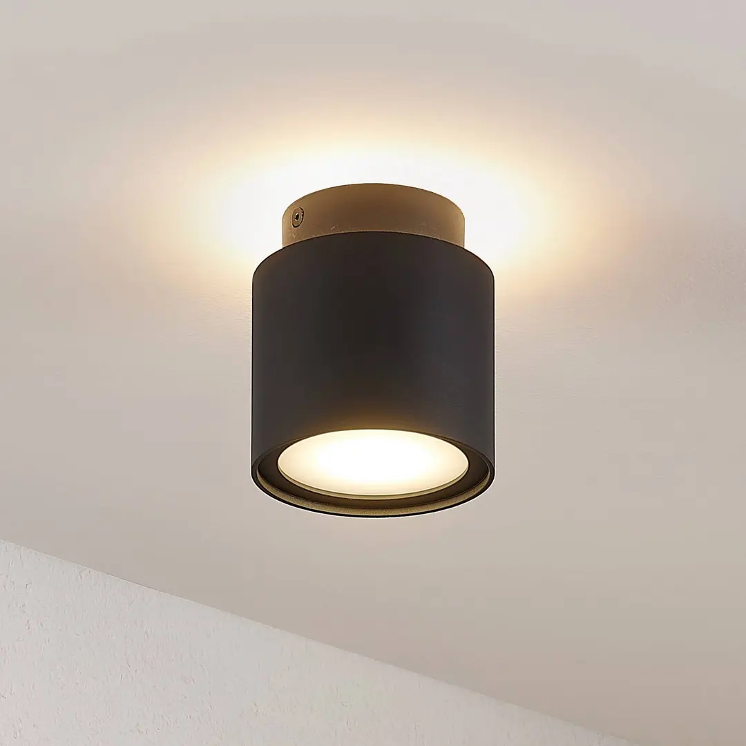 Arcchio Deckenlampe Walisa, Ø 10 cm, schwarz, Diffusor, GU10