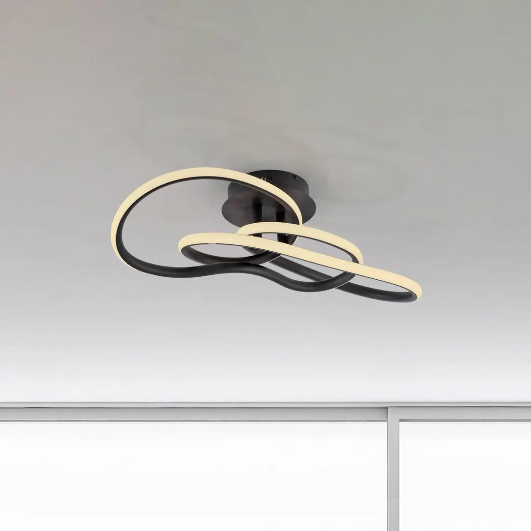 PAUL NEUHAUS LED-Deckenlampe TWIST, schwarz, Länge 90 cm Metall switchdim